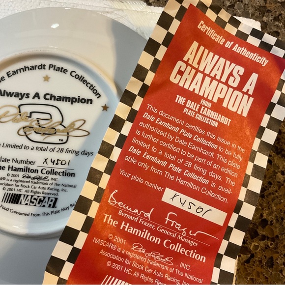 NASCAR Always a Champion 2001-Dale Earnhardt Hamilton Collection Plate With COA - Picture 6 of 11